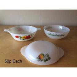 VINTAGE- Various Pyrex and Other Milk Glass Casserole Dishes and Bowls