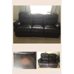 3 Seater and 2 Seater Leather Recliner Sofas
