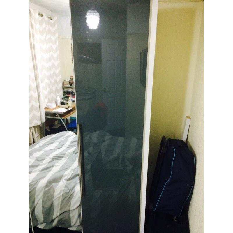 Grey Mirror 4 Door Wardrobe