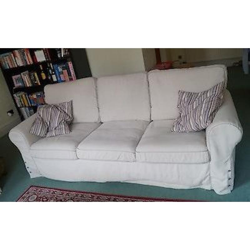 Ektorp Sofa, in good shape, Romantic Country Style, Three seater, comfy, Risane natural beige