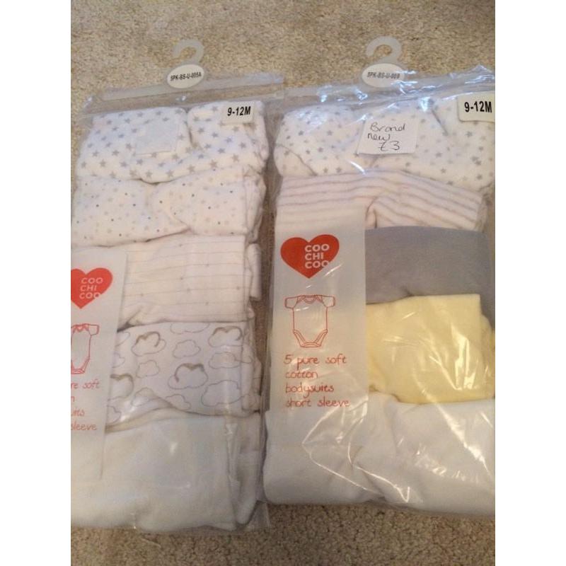 New 9-12m neutral vests, 2 packs of 5.