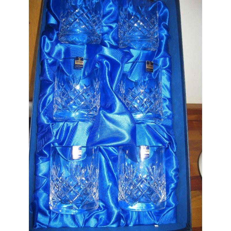 BRAND NEW IN BOX, GLENEAGLES LEAD CRYSTAL GLASSES.
