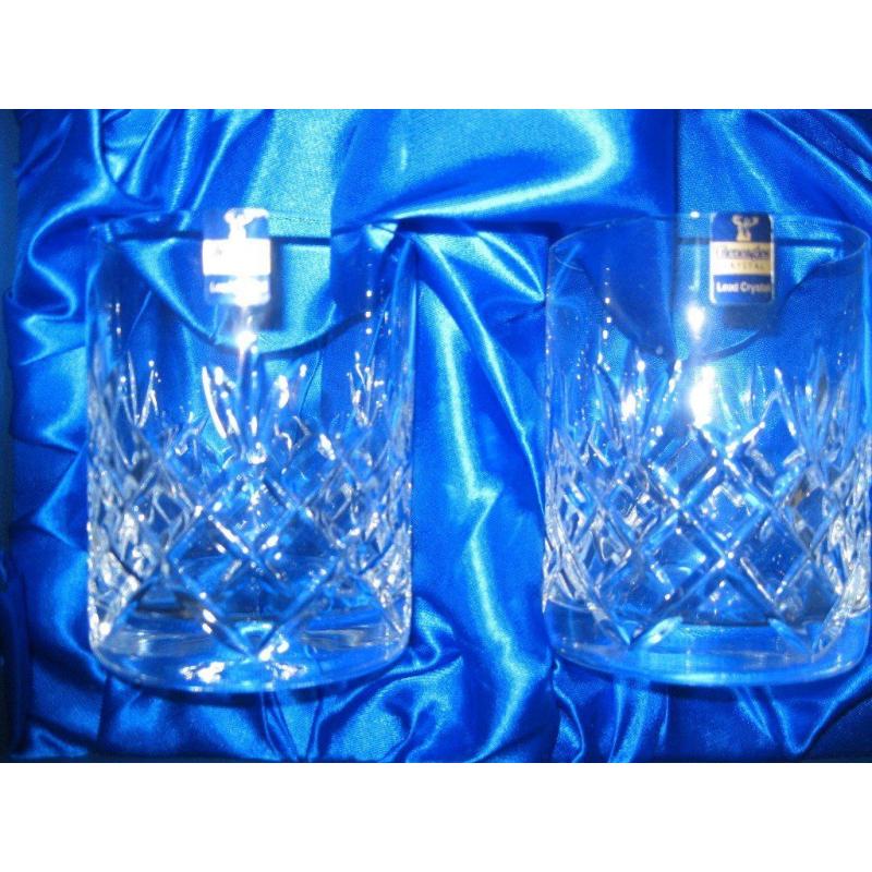 BRAND NEW IN BOX, GLENEAGLES LEAD CRYSTAL GLASSES.