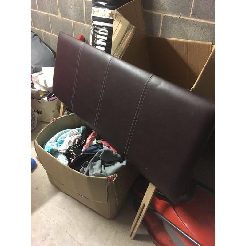 Brown double leather headboard