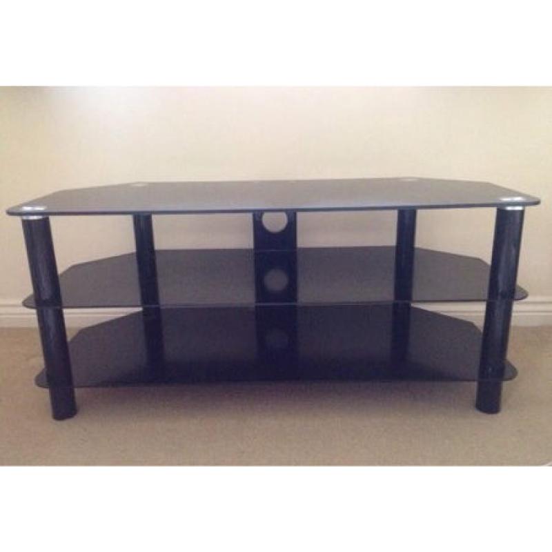 Black glass TV stand / corner unit / 3 tier