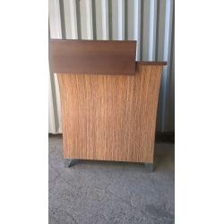 Reception desk with storage and cash drawer behind. Great Condition