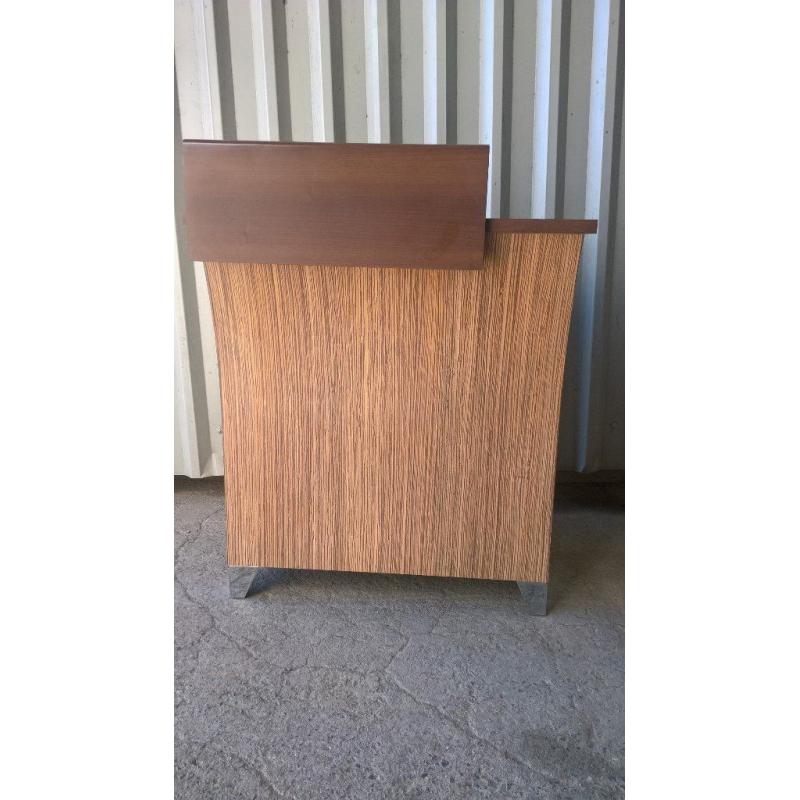 Reception desk with storage and cash drawer behind. Great Condition