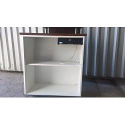Reception desk with storage and cash drawer behind. Great Condition