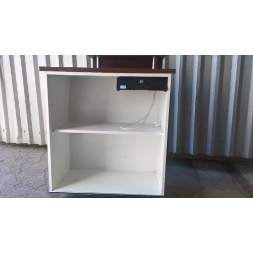 Reception desk with storage and cash drawer behind. Great Condition