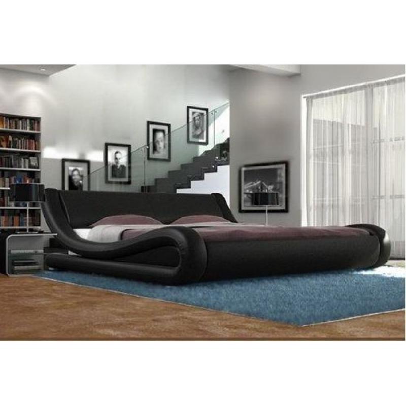 NEW Stylish curved italian style bed - double / king, black/white
