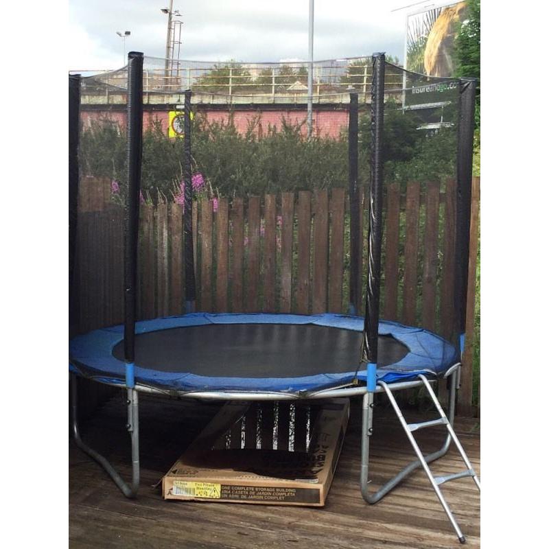 Trampoline with ladder and safety cover