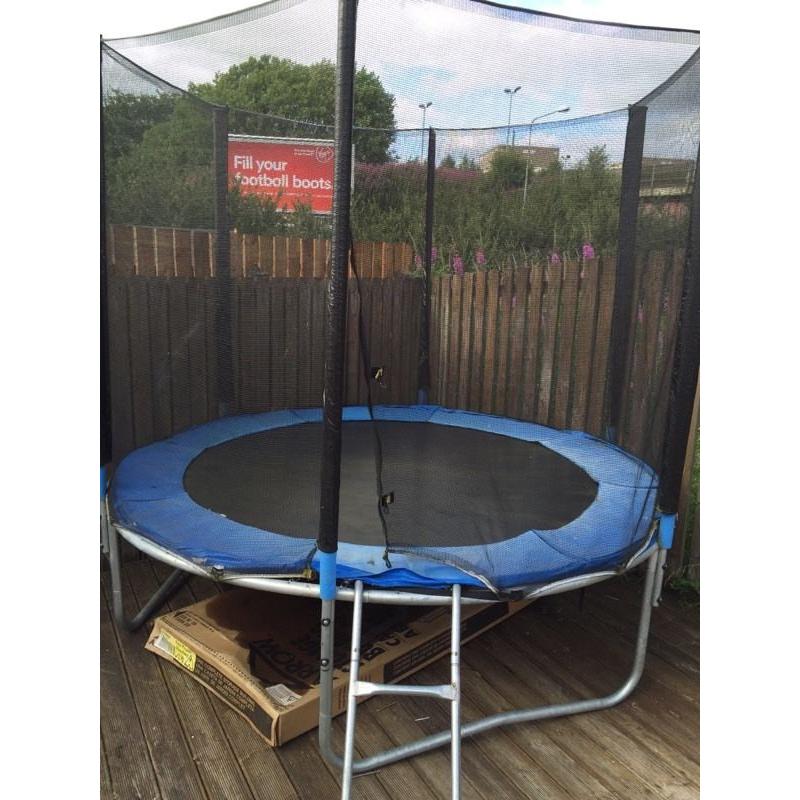 Trampoline with ladder and safety cover