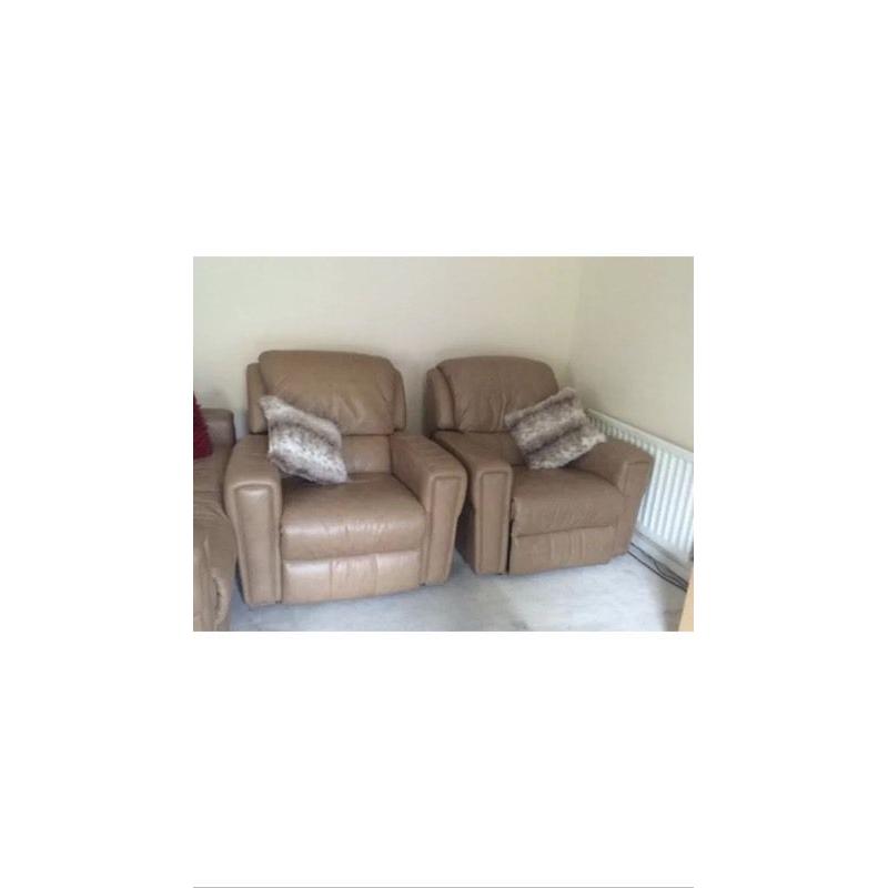 Tan electric recliner leather sofas