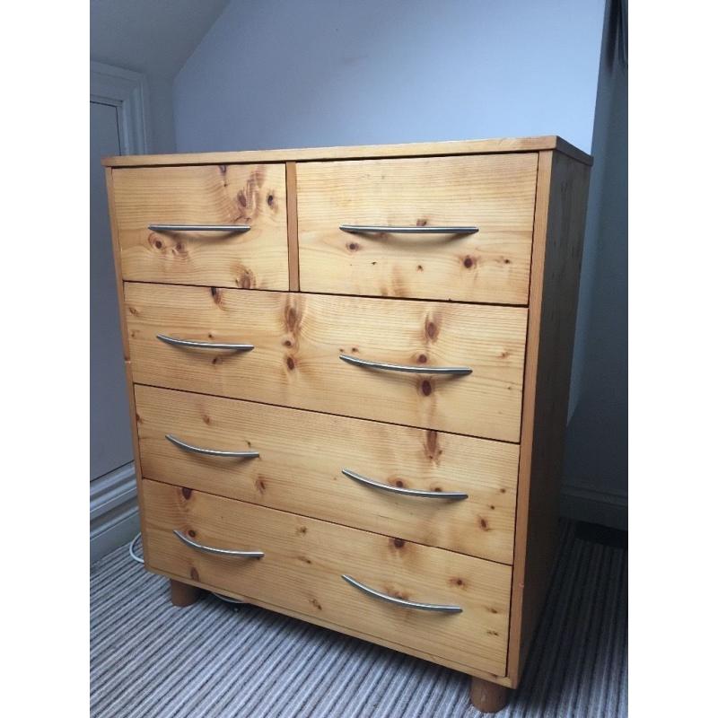 Handmade chest of drawers & matching bedside table