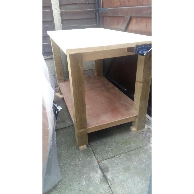 Wooden hand crafted workbench