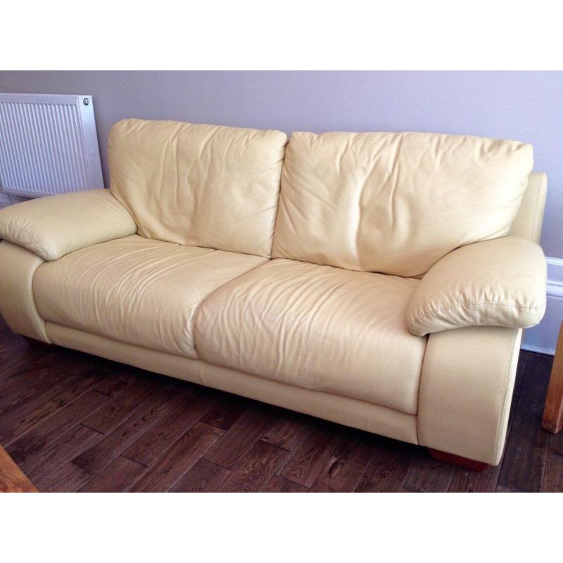 Yellow leather large 3 seater