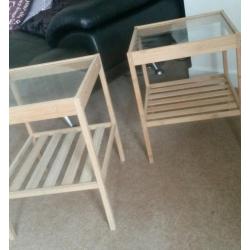 x2 wood & glass IKEA tables