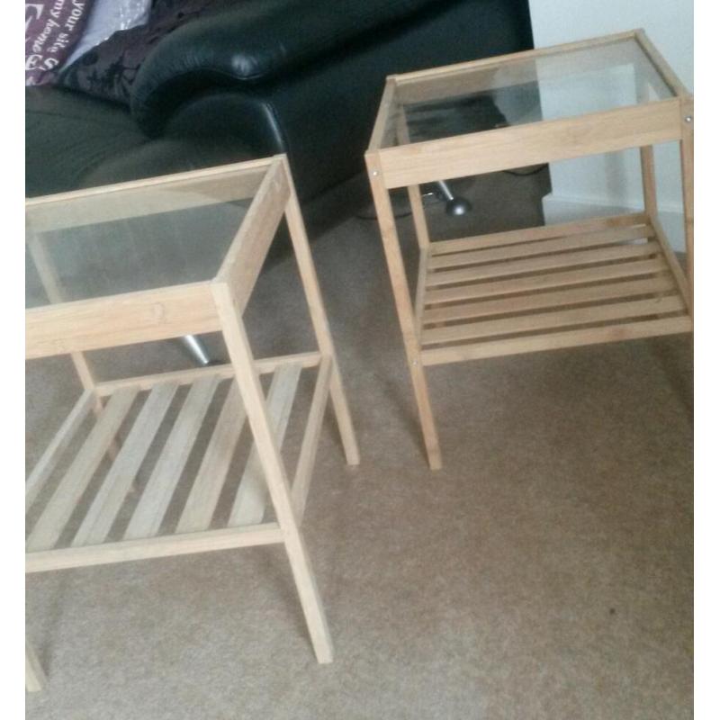 x2 wood & glass IKEA tables
