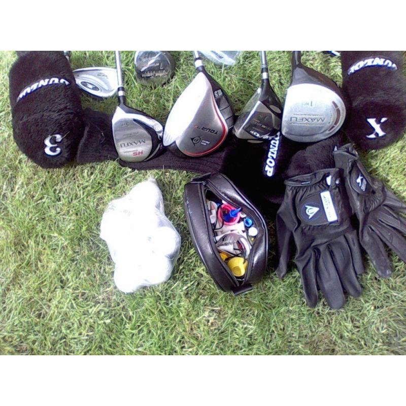 Selection of clubs,balls,tees.