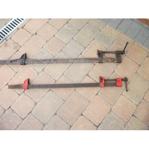 Pair of heavy duty T - Bar Woodworking Clamps