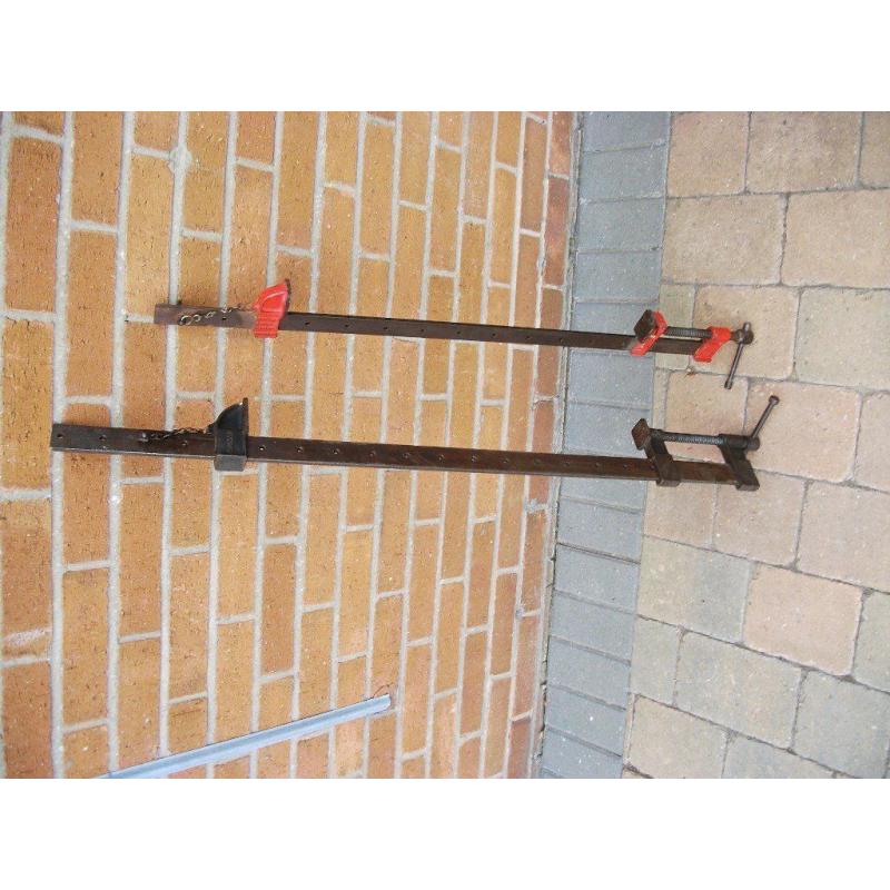 Pair of heavy duty T - Bar Woodworking Clamps