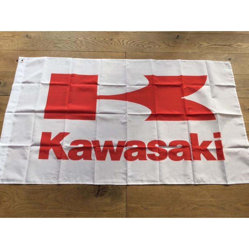 Kawasaki motorcycle workshop flag banner