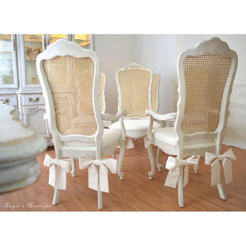 *** UNIQUE & BEAUTIFUL *** French Antique Shabby Chic Dining Table and 6 Chairs with a hint of Gold!