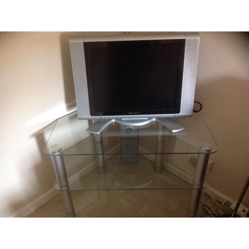 Glass corner TV stand suitable for up to 32" tv vgc