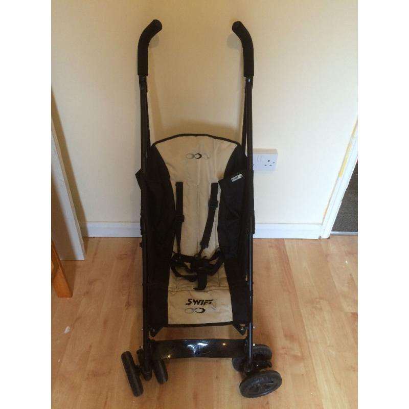 Swift stroller in Excellent condition in black and cream, never used and may have wet weather cover.
