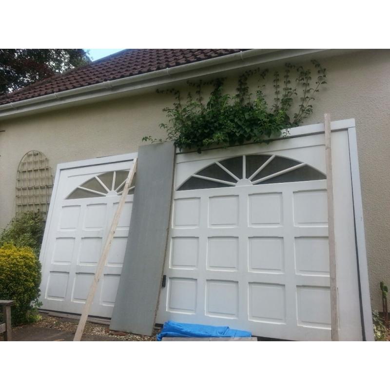 Fibreglass up and over garage door with electric unit