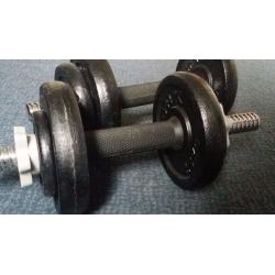 2 YORK Adjustable Dumbells. Total weight 17kg