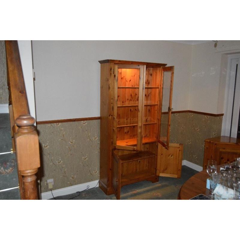 Victorian Pine Ducal Dresser with glass display & internal light