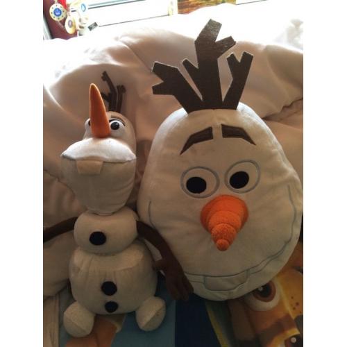 Disney frozen Olaf talking singing toy & bed pillow