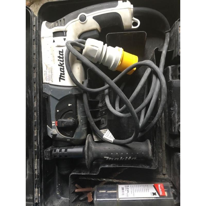 Makita 100v Hammer Drill - White