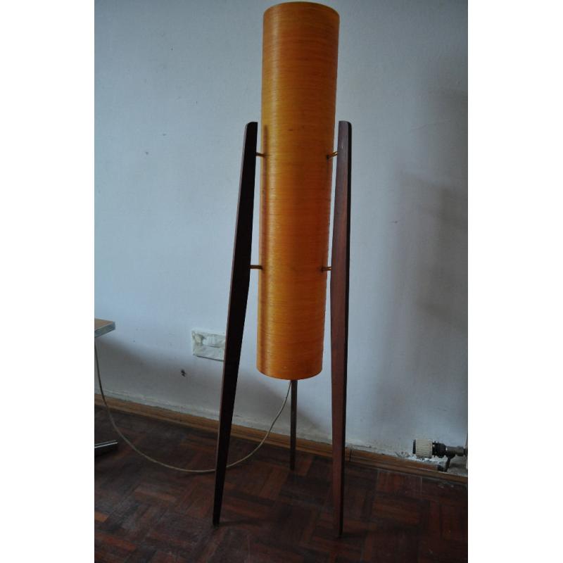 1960s Fibreglass and Teak Rocket Foor Lamp