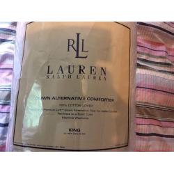 Ralph Lauren king size comforter and matching cushions - reversible feather filled - excellent