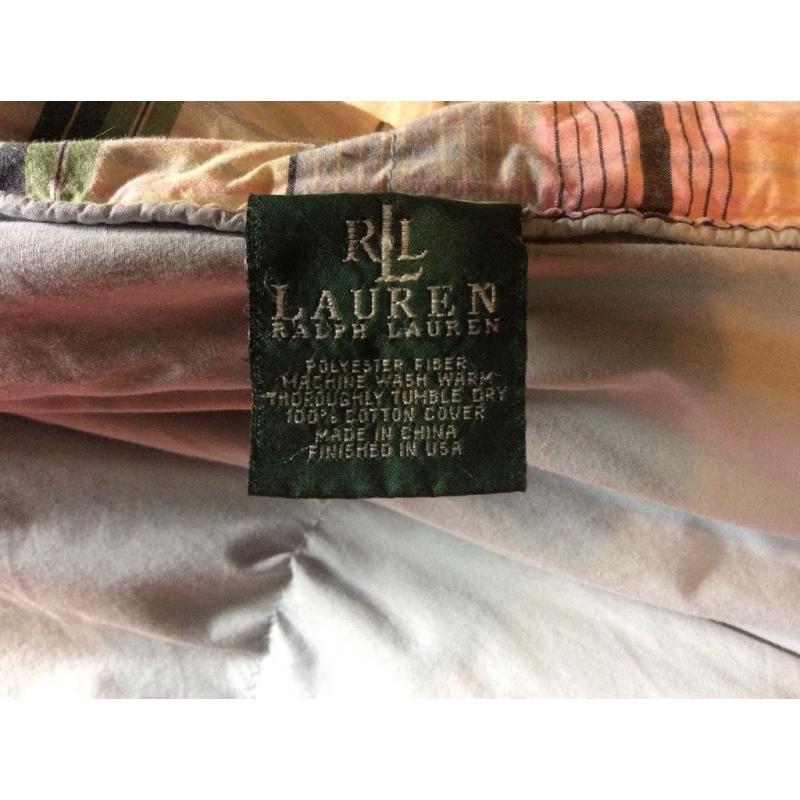 Ralph Lauren king size comforter and matching cushions - reversible feather filled - excellent