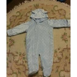 0-3months hooded baby suit with mitts NEW
