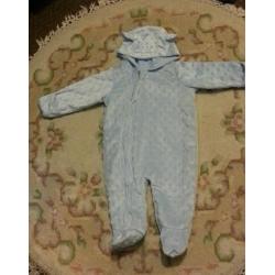 0-3months hooded baby suit with mitts NEW