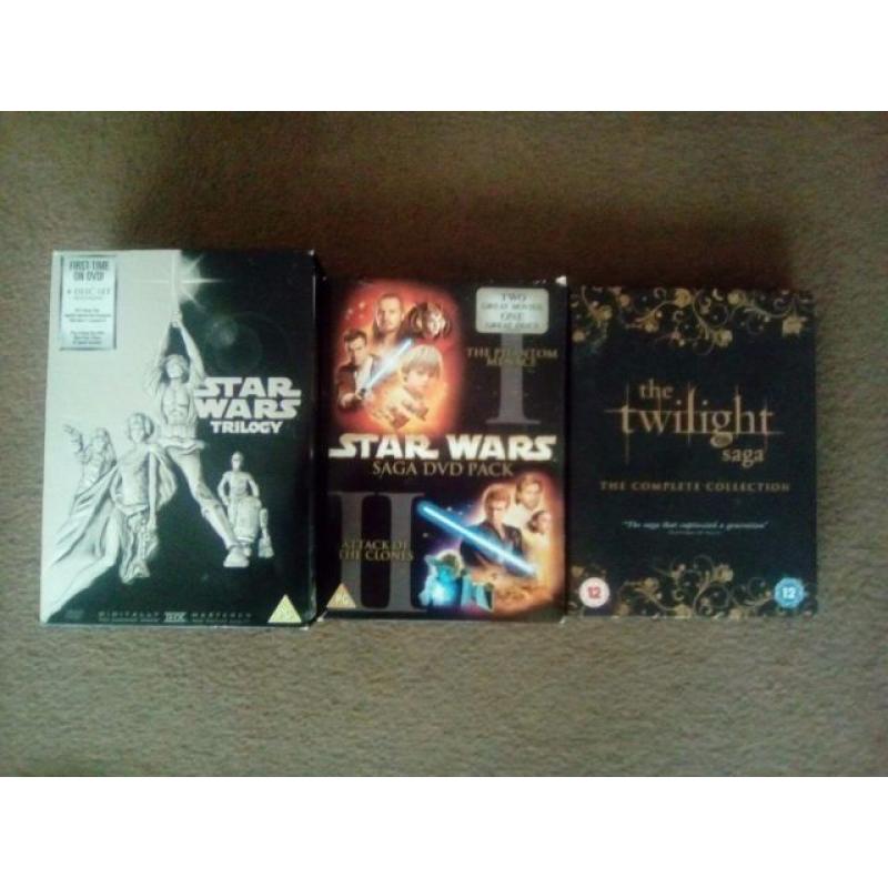 3 box sets twilight complete saga star wars 1&2 ,star wars 4,5&6 perfect con