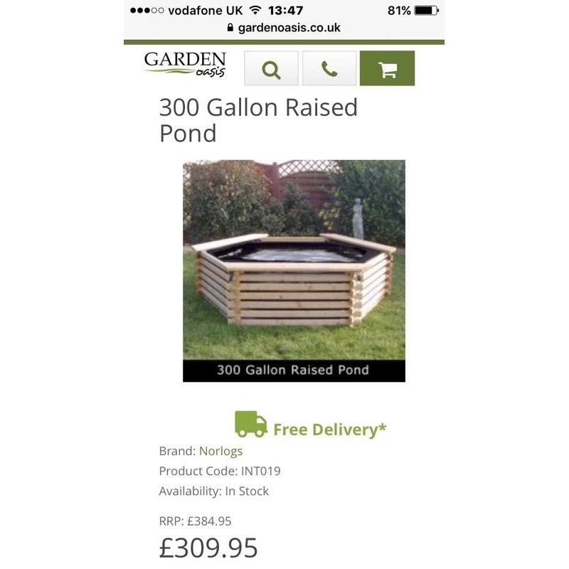 Wooden preformed pond