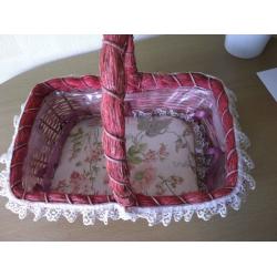 Crafts basket pink and pastel colours removable top panels