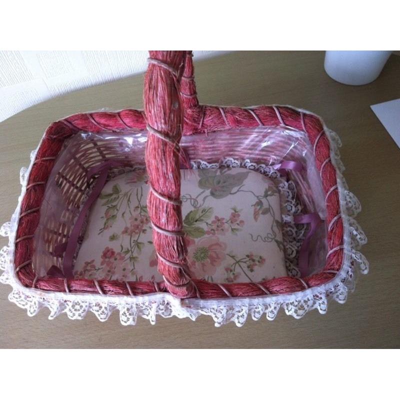 Crafts basket pink and pastel colours removable top panels