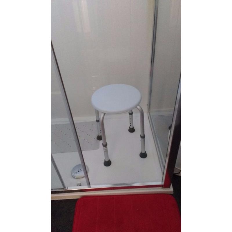 Shower Stool and Wheeled Overchair Table