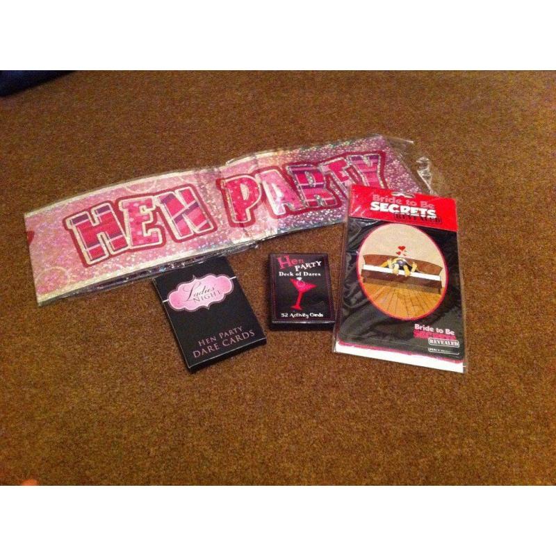 3 Hen Party Games and a Pink Hen Party Banner