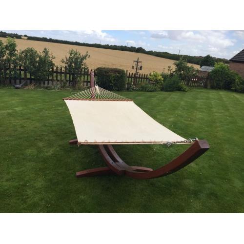 Hardwood quality double or single garden hammock.