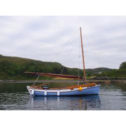 16 ft Northumbrian Coble: complete with trailer, sails, motor, camping canopy and inflatable..