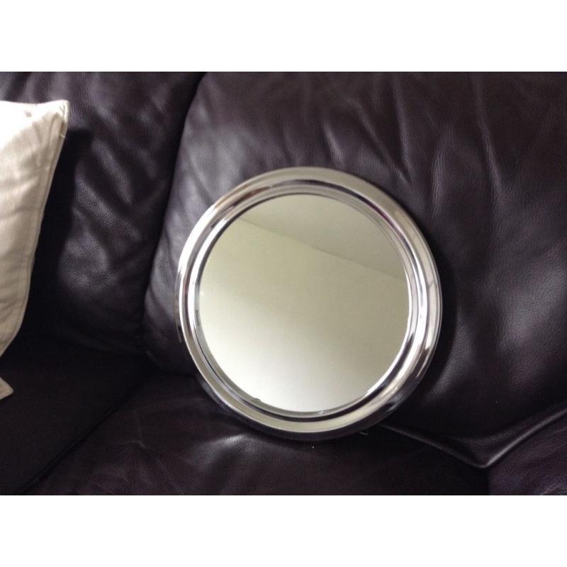 Small round silver mirror