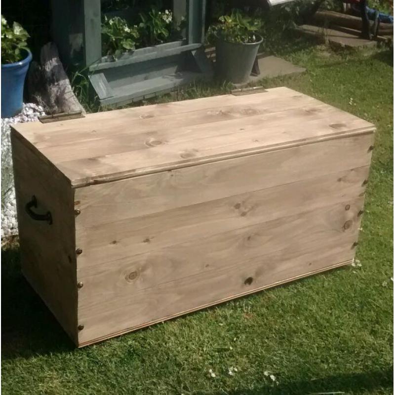 Hand made solid wood blanket toy box chest trunk