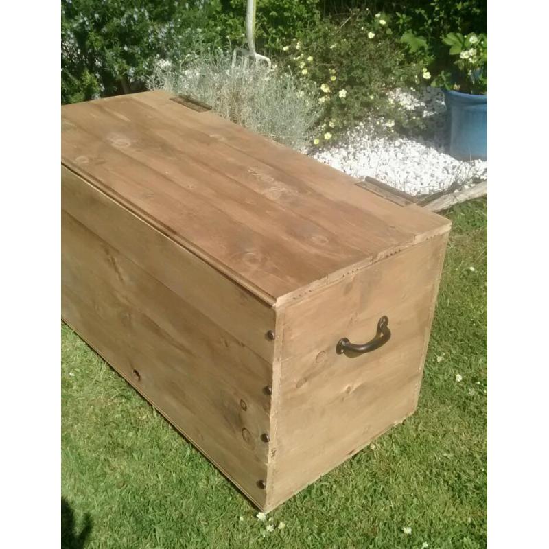 Hand made solid wood blanket toy box chest trunk